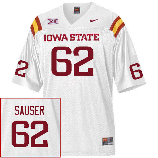 Iowa State Cyclones Men's #62 Dodge Sauser Nike NCAA Authentic White College Stitched Football Jersey HT42Z30MI